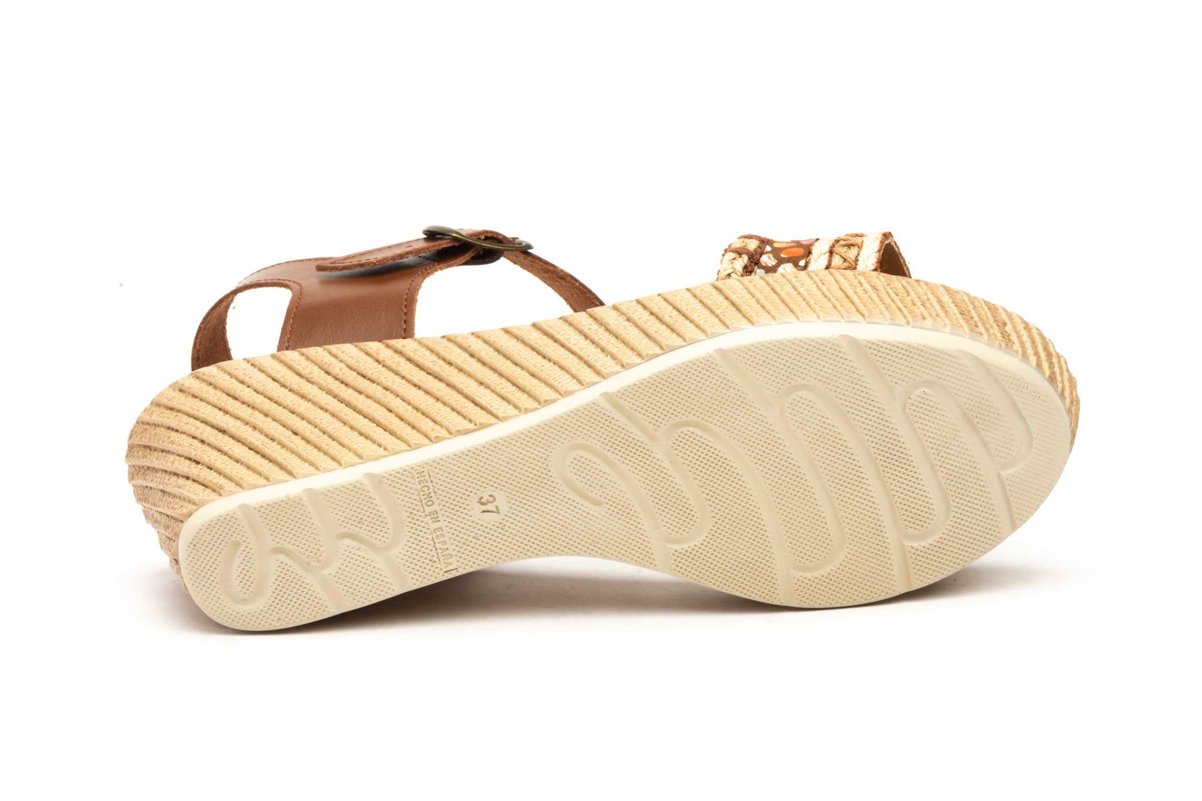 Sandalias Mujer Piel Cuero Yute Cuña Gel - Imagen 5