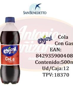Alternative view of Enjoy Cola 500ml con gas San Benedetto – Caja de 12 Unidades