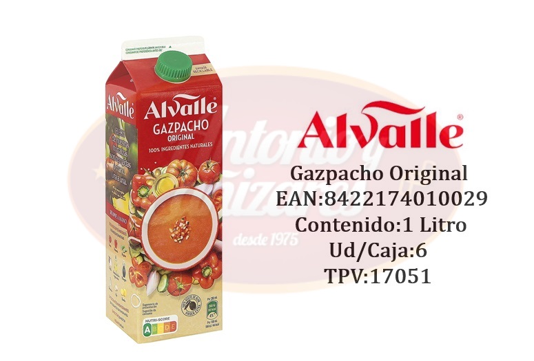 GAZPACHO ORIGINAL LITRO BRIK ALVALLE – Caja de 6 Unidades - Imagen 2